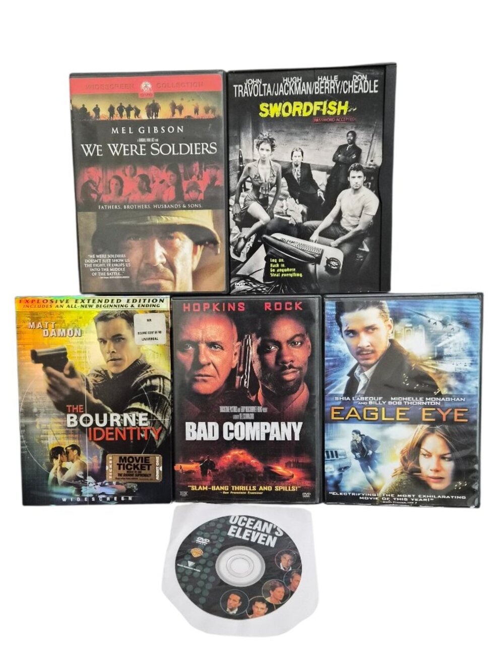 Lot of 6 Action Thriller Movies DVD We Were Soldiers, Eagle Eye, Swordfish EUC